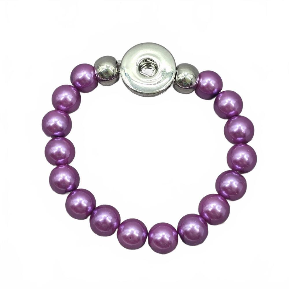 Purple Silver Circle Charm Bead Elastic Stretch Bracelet Fashion Jewelry JB1-10‎